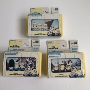 Illumination 3 Micro Minion Playsets‎ Egyptian, Cro & British Minions - NIB